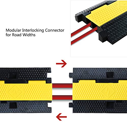 1 Pack Rubber Cable Ramp Hose Cable Protector Ramp 2 Channel 22000Lbs Load Capacity Traffic Speed Bump Wires Power Lines Extension Cord Cover for Indoor Outdoor - color: 22000Lbs-2Channel-1Pack