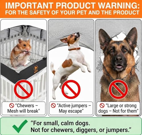 PJYuCien Dog Playpen Mesh Top Cover, Fits 36 Inch 4 Panels Regular Square Plastic Exercise Pet Pen, Adhesive Tape Connections, Black (Note: Cover Only, Fence Not Included) - style: Black Cover, 36"Width, Black ( Adhesive Tape Connections )