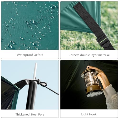 BISINNA Camping Tarp 18x13ft Car Awning Blackout Waterproof Hammock Rain Fly Sun Shade Rain Protection Canopy for Outdoor Beach Picnic (Green) - color: Green