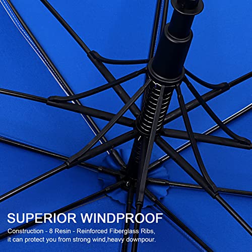 G4Free Vented UV Golf/Beach Umbrella 68" Arc, Auto Open Oversize Extra Large Windproof Sun Shade Rain Umbrellas - color: Silver/Blue