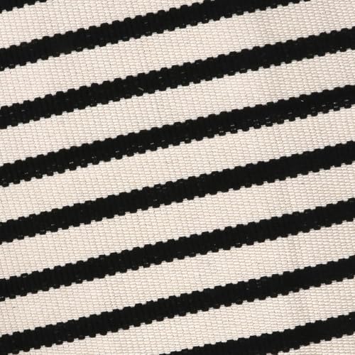 LEEVAN Black and White Striped Outdoor Rug Runner 2x4 Layering Doormat Farmhouse Front Porch Rug Cotton Woven Washable Throw Carpet for Hallway/Front Steps/Bathroom/Kitchen/Home Entrance - color: Black and White, size: 2' x 4'3" (Rectangular)
