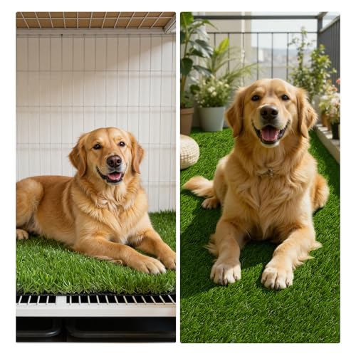 HEBE Fake Grass Pee Pad for Dogs 28"x39", Artificial Grass Turf for Indoor Outdoor Potty Training, Washable Dog Potty Grass Mat with Drainage Holes, Reusable Non-Slip Pet Potty Pad - size: 28''x39''