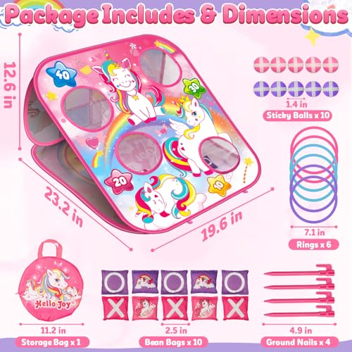 Bean Bag Toss Game for Kids - Cornhole Board Outdoor Toys for Toddlers -Party Activities Carnival Outside Yard Backyard Beach Lawn Games Toy for Kid Boys Girls Age 3 4 5 6 7 8 Year Old Birthday Gifts - style: Unicorn