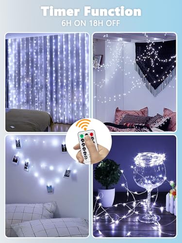 3 Pack Fairy Lights Battery Operated with Remote Control Timer, 26 FT 80 LED String Lights Outdoor Indoor, 8 Mode Twinkle Lights for Christmas Party Wedding Birthday Bedroom Décor (Cool White) - color: Cool White, size: 3 Pack 80led