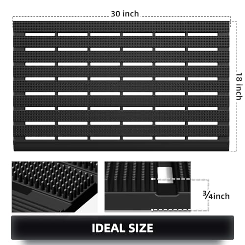 MATALL Heavy Duty Outdoor Mat - 18 x 30 Inches Non-Slip Drainage Floor Mat for All Weather Garage Pool Home Entry Indoor Mud Mat - color: Black, size: 1'6" x 2'6" (Rectangular)