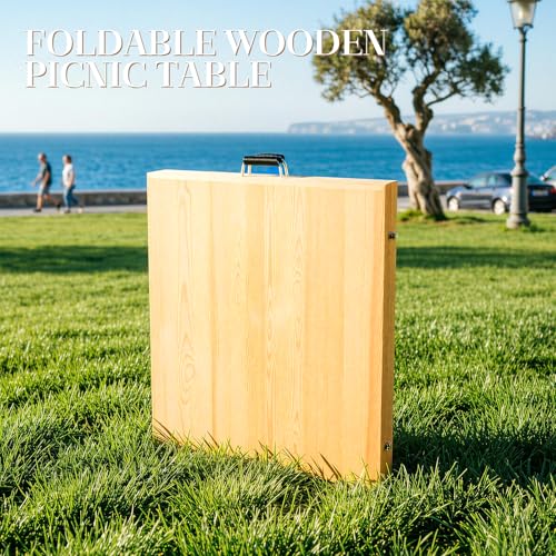 60"x30" Boho Wooden Picnic Table,Portable Wood Picnic Desk,Solid Wood Picnic Table, Boho Low Picnic Floor Desk for Beach, Camping, Backyard, Floor Seating(Large Size for 6)