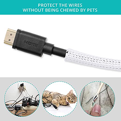 20ft - 1/4 inch White Cable Sleeve, Cable Organizer for Desk PC TV Computer, Wire Protector Cable Wrap Cover, Cord Management for Home Office - color: White, size: 20ft, 1/4''