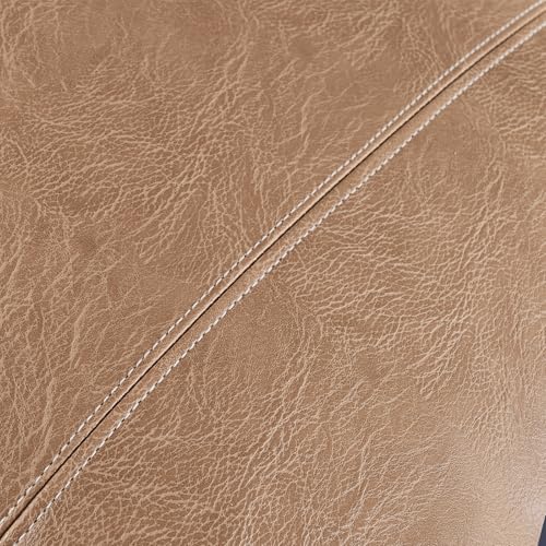 Fancy Homi 2 Packs Tan Long Lumbar Waterproof Faux Leather Decorative Throw Pillow Covers 14x20 Inch for Outdoor Couch Bed, Beige Hand Stitched Cushion Case 35x50 cm, Taupe Modern Farmhouse Home Decor - color: Tan, size: 20" x 14" (Pack of 2)