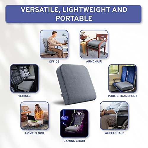ComfySure Seat Cushion Extra Large - Firm Memory Foam Chair Pad for Recliner, Wheelchair, Office Chair, Stadium, Bleacher, Car, Floor, Patio Furniture, Bariatric Overweight Users 19”x17”x3” - color: Grey