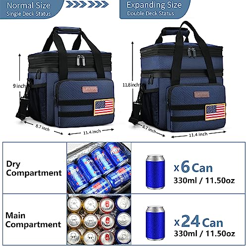 Tactical Lunch Box for Men- Large Insulated Lunch Bag-Expandable Adult Lunch Box with Adjustable Shoulder Strap-Large Lunch Tote Bag for Work Camping Fishing (Dark Blue) - color: Dark Blue