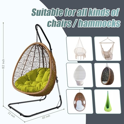 Sorbus Durable Hammock Chair Stand Hanging Chair Stand- Heavy Duty Steel Sensory Swing Stand- Weather & Rust Resistant- Adjustable Portable Stand 330lbs for Tree,Lounger,Air Porch,Indoor/Outdoor,Patio - size: 53 x 45 Adjustable Stand