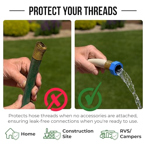 | Open End Garden Hose Thread Protector Cap – Colored Plastic End Cap for 3/4″ Threads - Leak-Free, Crush-Resistant Female End Plug – Protects Threads When Not in Use (4-Pack) - color: RV Edition (Multi-colored), size: 4 Pack