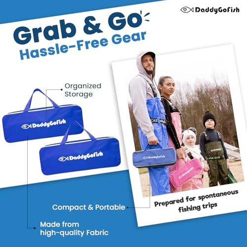 DaddyGoFish Kids Fishing Pole - Rod Reel Combo Tackle Box Starter Set - First Year Small Gear Kit for Boys Girls Toddler Youth Age Beginner Little Children - color: 2 Pack- Blue + Blue (Essential Set), size: 4ft