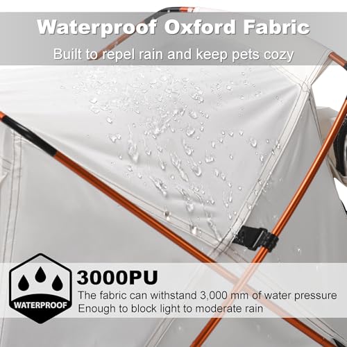 Dog Tent Cat Tent with Aluminum Poles and Camping Mat, Outdoor Waterproof Pet Tent with Zippered Mesh Door, Dog House, Cat House, Pet Playpen, Portable and Collapsible (White, Small) - color: White