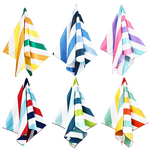 Whale Flotilla 6 Pack Quick Dry Beach Towels Oversized (35"x70"), Microfiber Sand-Free Beach Towel Set, Extra Large Compact Pool Towel, Navy/Passion/Green/Orange/Pink/Blue - color: Navy/ Passion/ Green/ Orange/ Pink/ Blue, size: 70.00" x 35.00"