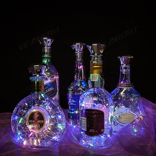 Upgraded 12 Pack Diamond Solar Wine Bottle Lights, 20 LEDs Waterproof Copper Light, Bottle Light Fairy Cork String Lights for Yard Patio Decor, DIY Birthday Gift for Mom Grandma Friend(MultiColor) - color: Multicolor (Diamond Shaped), size: 12 Pack