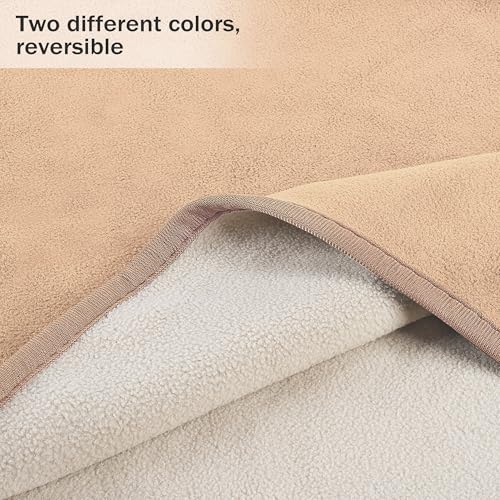Catalonia Waterproof Blanket for Bed, Reversible Fleece Bed Sofa Cover, Washable Liquid Proof Furniture Protector - color: Camel+taupe, size: 60"x80"