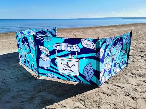 Premium 20 ft Beach Windscreen, Privacy Screen, Wind Blocker Free Rubber Mallet and Carry Bag Included (Cool Lemons) - color: Cool Lemons