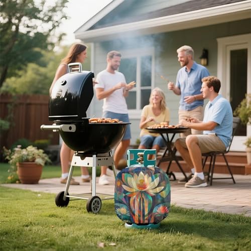 Lotus Flower Propane Tank Cover 20 LB Cylinder Covers for Outdoor and Indoor Use Dustproof Camper Propane Tank Cover - color: Lotus Flower
