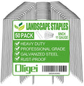 50 Pack Garden Stakes, U-Shaped Tent Stakes, Galvanized Landscape Staples, Ground Stakes, for Landscaping Securing Weed Barrier Fabric, Irrigation Tubing, Holding Fence, Tarpaulin - size: 50 Pack