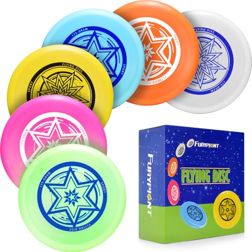 Outdoor Flying Disc 175g,Adult Sport Disc Set for Competitive and Pro Players,Flying Disc Set Includes 1 Glow in The Dark Flying Disc for Beach Pool Game, Camping and Backyard - color: 6 Color Set
