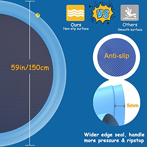 Raxurt Dog Water Toys, Anti-Slip Splash Pad for Dogs Thickened Durable Upgrade Sprinkler Pad Pet Summer Outdoor Water Toys Backyard Fountain Play Toy, Blue - color: Blue, size: 59in