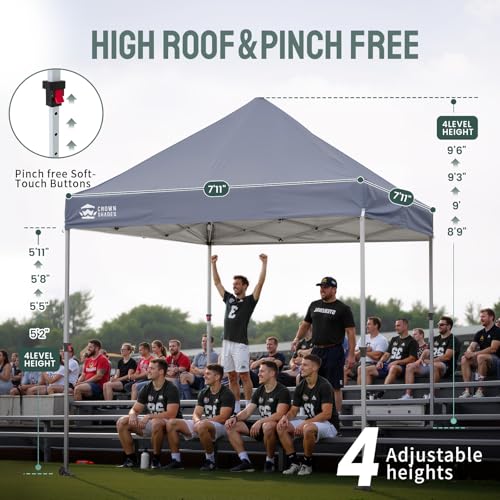 CROWN SHADES Pop Up Canopy Tent, 8x8 Commercial Canopy Tent with 4" Wheels, 4 Upgraded Weights, Patented Centerlock, 400D Strength Oxford Fabric, Sto'N Go Bag, Gray - color: Gray, size: 8x8