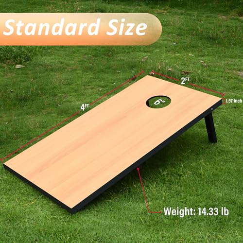 Cornhole Set, Regulation/Tailgate Size Cornhole Boards with 8 Bean Bags and Carrying Case, 4x2/3x2 Corn Hole Outdoor Game Toss Board for Adults Outside Activities - color: 4'x2' Natural Wood