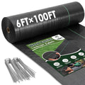 6FT x 100FT Weed Barrier Landscape Fabric, Weed Control Weed Blocker Fabric Heavy Duty with 40 U-Shaped Stakes, Ground Garden Bed Cover Woven Geotextile Fabric for Underlayment, Driveway - size: 6FT x 100FT