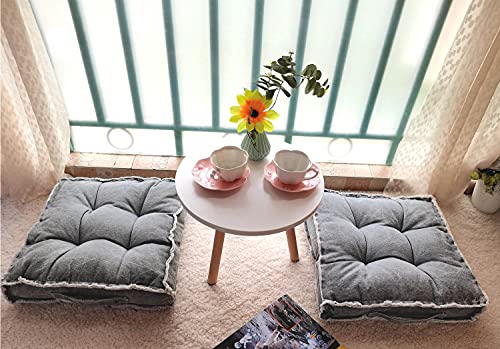 Square Thick Floor Seating Cushions,Solid Thick Tufted Cushion Meditation Pillow for Sitting on Floor,Tatami Pad for Guests or Kids Reading Nook, oga Living Room Sofa Balcony Outdoor(Darkgray) - color: Darkgray