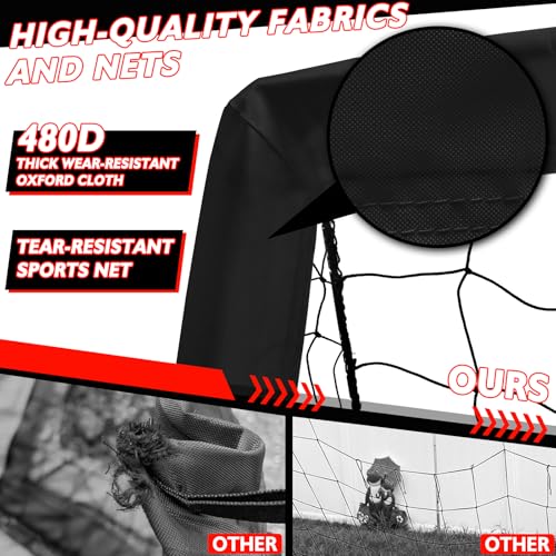 2 of 5×3 6x4 9x5 FT Portable Kids Soccer Goals Set, Foldable Soccer Practice Nets for Backyard with Carrying Bag for Toddler Youth Pop Up Soccer Training Equipment Indoor Outdoor Sports Game Gift - color: Black, style: 9x5FT