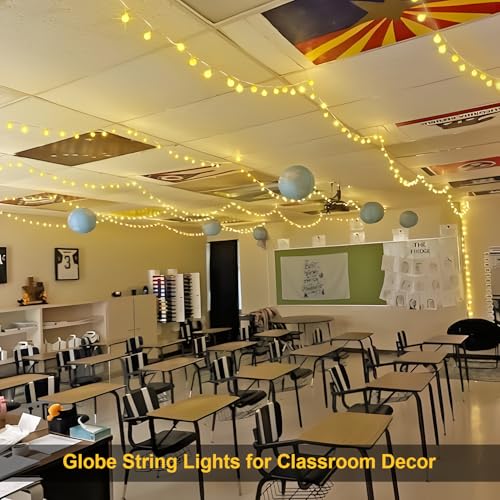 100ft Globe String Lights Indoor Outdoor Waterproof, 200 LED Christmas fairy Lights Plug in with Remote, Connectable Hanging Lights for Bedroom Classroom Camping Patio Wedding Garden Decor, Warm White - color: Warm White, size: 200 LED Plug