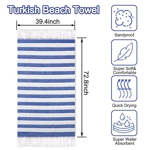 Beach Towel 2 Pack,Sand Free Beach Towels Oversized 39 x 72,Turkish Beach Towel Quick Dry Towel,Lightweight Pool Towels for Adults Travel Towel,Cool Beach Accessories Super Absorbent Towels - color: 2 Pack Big Blue Stripes