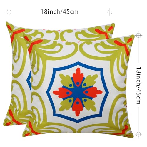 Pyonic Outdoor Pillows Waterproof Throw Pillow Covers Set of 4 Floral Printed and Boho Farmhouse Outdoor Pillow Covers for Patio Funiture Garden 18x18 Inch - color: Lemon Yellow, size: 18" x 18" (Pack of 4)