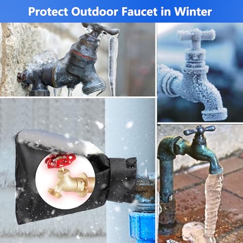 Outdoor Faucet Covers 2Pack 8.5″x5.9″x1.9″ Thicker Hose Bib Insulation Cover Waterproof & Frost Free Outside Spigot Cover Bag Insulated Covers - color: Original black-2pc
