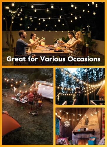 Brightown 34FT Outdoor Solar String Lights - LED G40 Pro Patio Energy Saving with 11 Shatterproof Bulbs, 3 Light Modes Waterproof Hanging Lights for Outside Garden Backyard Decor - Last for 20Hrs+ - size: 34ft 11led