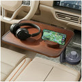 Car Tray Table & Car Laptop Desk, Height-Adjustable 360° Rotating Wood Car Laptop Mount, Steering Wheel Tray, Cup Holder Table,Compatible with Tesla & Most Vehicles Walnut