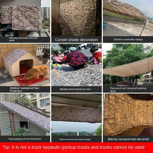 Waterproof Tarp CamouflageThickening Multi-Size Sun Shade Sail Customized Tarpaulin Sunrays Block Awning for Patio Canopy Rain Cover Canvas Sunshade Camp Outdoor Gardens Canopy (9.5ft*12.6ft) - size: 9.5ft*12.6ft