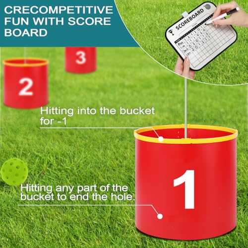 Golf Yard Bucket Games, 6 Holes Golf Practice Game with Flag, Indoor Outdoor Golf Chipping Game for Park, Beach, Backyard, Lawn - size: 5 SET
