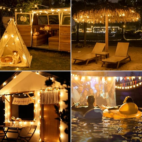 Outdoor String Lights 150FT with Remote Dimmer, G40 Globe LED Patio Lights with 75 Edison Plastic Bulbs(4 Spare), Waterproof Hanging Lights for Backyard Balcony Yard Deck Garden Party - style: 150FT-G40(Remote+Dimmer)