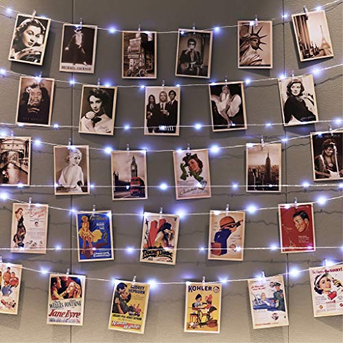 HXWEIYE 120LEDs White Photo Clips String Light, 40Ft Fairy Light with 52 Clear Clips & 12 Hooks on Wall, Timer & 8 Modes USB Powered Copper Wire String Light for hanging picture, Bedroom Wedding Party - color: White, size: 8 Mode USB Powered-120LEDs