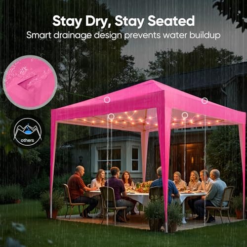 Quictent 10x10 Pop Up Canopy Tent Without Sidewall, Instant Setup Gazebo for 1 Person, Portable & Compact, Waterproof & UV Protection, Ideal for Camping, Beach, Parties, and Outdoor Events - color: Pink, size: 10x10 without Sidewall