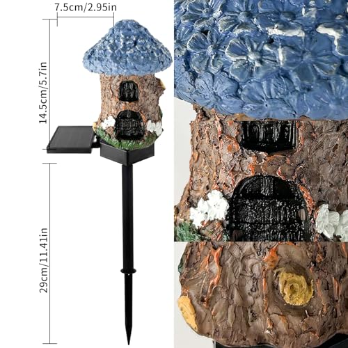 Mushroom Solar Lights Outdoor, Waterproof Fairy Houses Light Mushroom Garden Decor Decorative Solar Powered Garden Stake Lights for Outside Lawn Walkway Patio Yard (Bunkhouse) - color: Brown