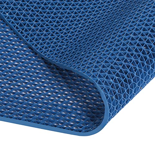 MYOYAY Drainage Non Slip Mat 3x10 Ft Commercial Floor Mat 0.22'' Thick PVC Drainage Mat Bathroom Pool Floor Rug Mesh Big Hollow Door Mats Roll for Swimming Restaurant Kitchen Bars Patio Wet Area, Blue