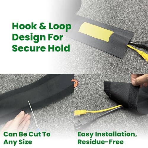 ECOHomes Carpet Cord Cover (Yellow Black, 20 FT) | Cord Covers for Carpet to Hide Floor Cables and Electric Wires, Low Profile Cord Hider for Extension Cords and Cable Management in Home and Office - color: Yellow and Black, size: 4 Inch x 20 FT