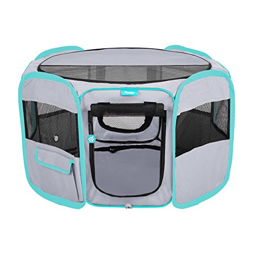 Deluxe Premium Pet Dog Playpen Portable Soft Dog Exercise Pen Kennel with Carry Bag for Dogs, Cats, Kittens, and All Pets (Small, Grey) - color: Grey, size: Small