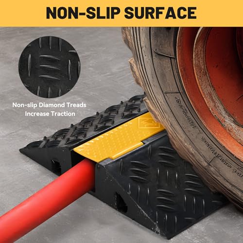 Yescom Cable Ramp Protector 1 Channel Garden Hose Protecitive 44000 Lbs Load Capacity Heavy Duty, 39.37"x22.83"x4.72" Speed Bump for Road, Driveway, Walkway and Commercial Use - size: 3.9"h - 1 Channel