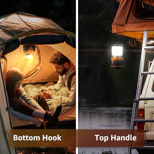 Lepro 1000LM Battery Powered LED Camping Lantern, Orange Tent Light with 4 Light Modes, Camping Essentials, Waterproof Lantern Flashlight for Camping, Emergency Light, Power Outage, Not Rechargeable - color: Orange-1000lm-1Pack