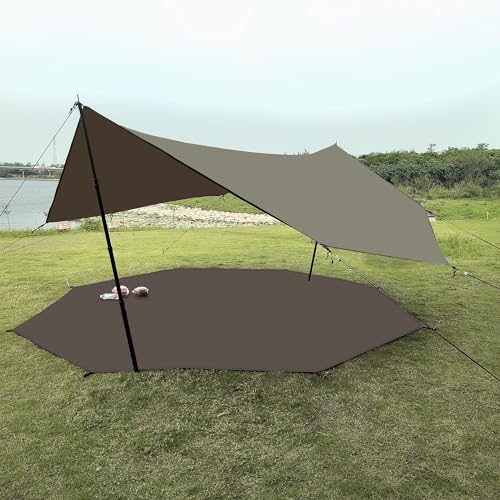 13.5x13.5 ft Tent Footprint Waterproof Camping Tarp Ultralight Mat Under Tent Moisture-Proof Ground Sheet Mat(Brown) - color: Octagon Brown, size: 160x160in
