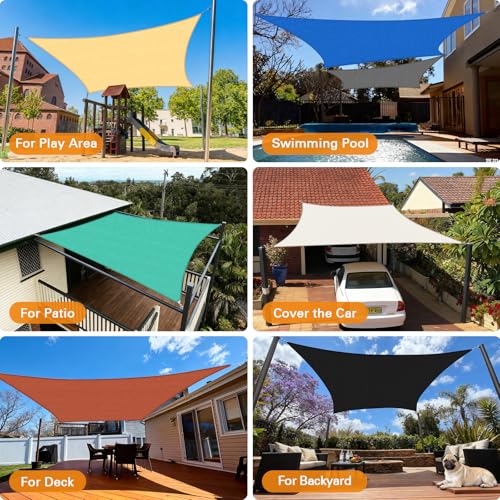 Artpuch Sun Shade Sail, 10'X12' Sand Rectangle Curved Edged Sun Shade, Commercial Grade 185GSM HDPE UV Permeable Outdoor Shade Cloth for Deck, Backyard, Patio (Custom Sizes Made)